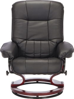 Collection - Santos - Leather Eff Recline Chair/Footstool -Black